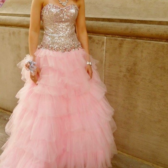 Pink Silver Prom Dresses